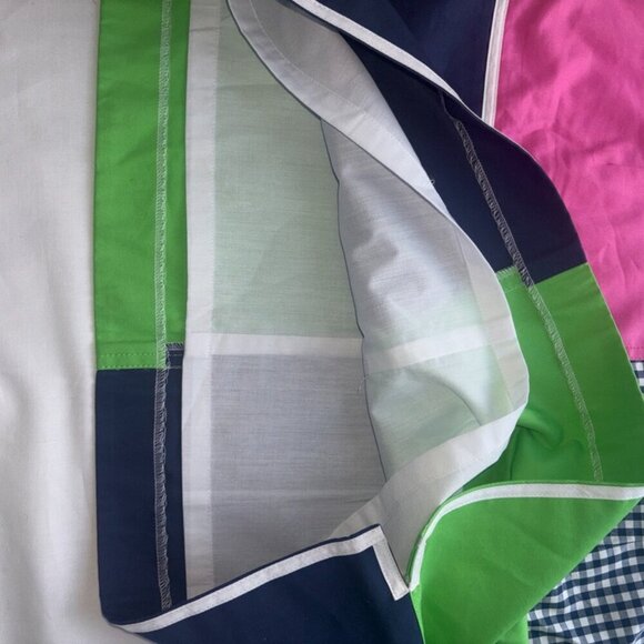 Vintage Lilly Pulitzer White Tag Patchwork Skirt Navy Green Pink Gingham sz. 10 - Picture 9 of 11